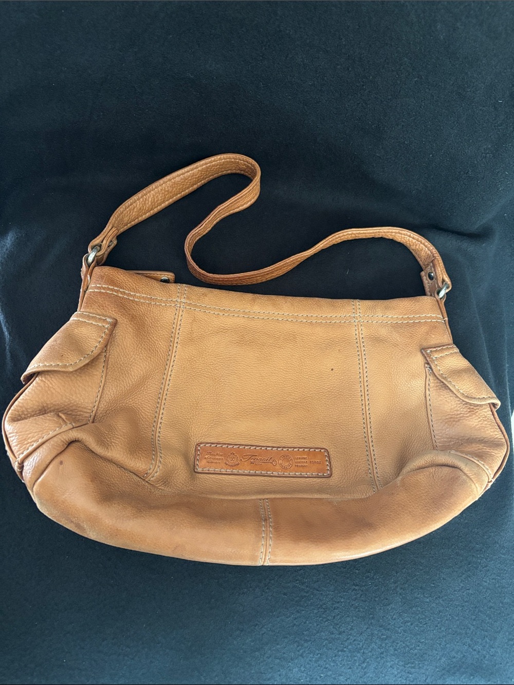 Vintage Fossil Brown Leather Shoulder Bag